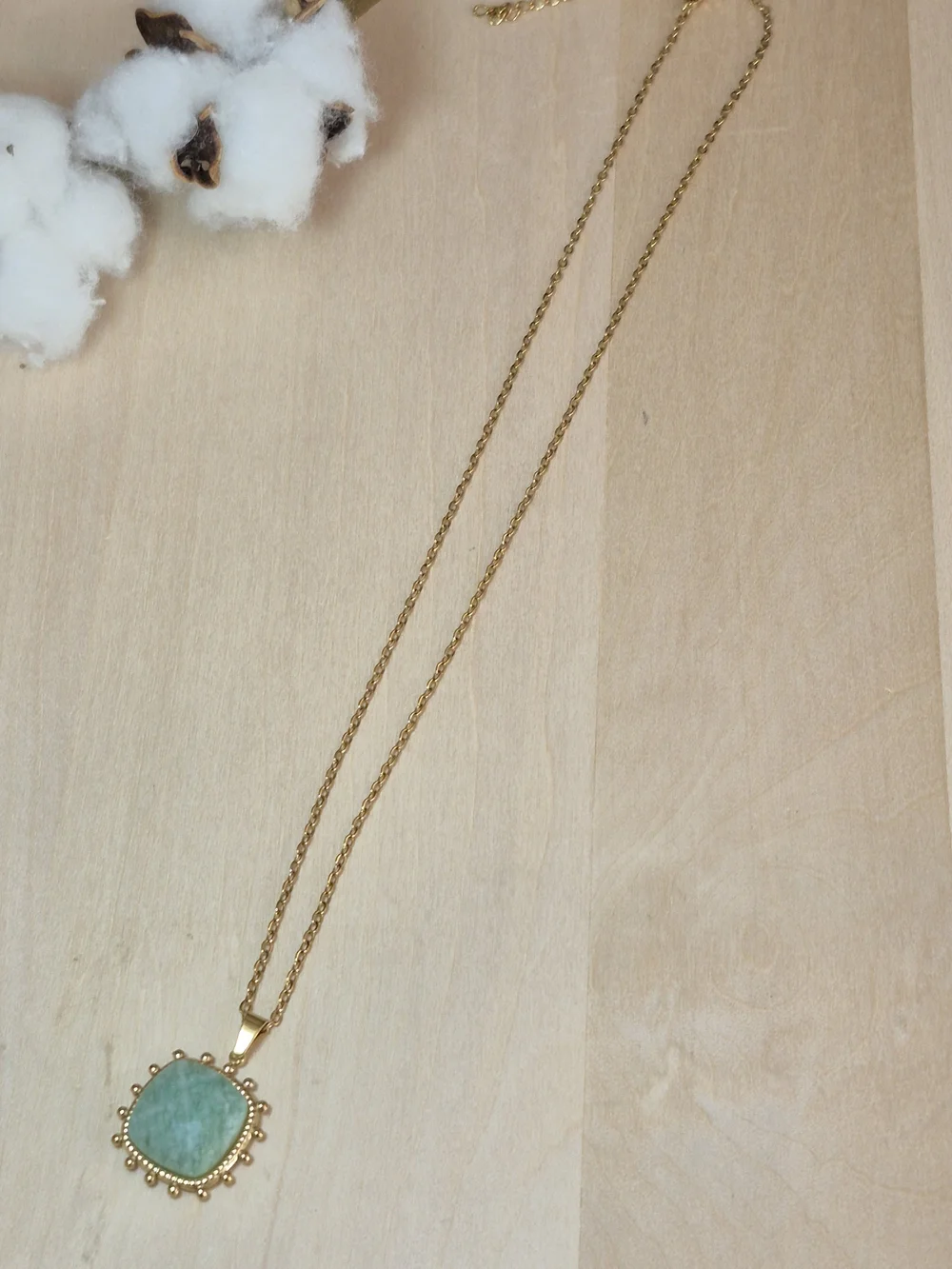 🩵🩵NEW🩵🩵 PRETTY!! Natural Stone Faceted AMAZONITE Square Pendant Necklace